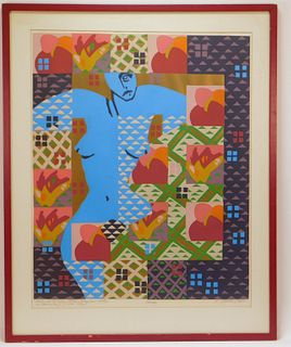 Coburn Card Modern Abstract Nude Figure Lithograph