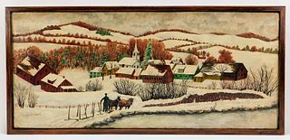 Charles Cook Primitive Winter Landscape Painting