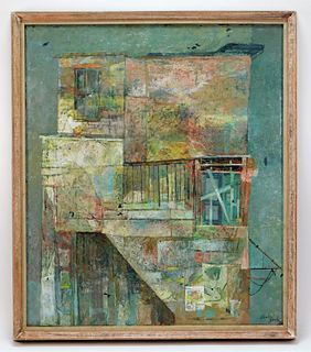 Gordon Steele Semi Abstract Building Painting