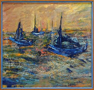 Post Impressionist Maritime Sunset Painting