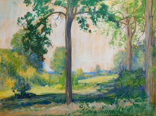 Frederick Mortimer Lamb Landscape Pastel Drawing