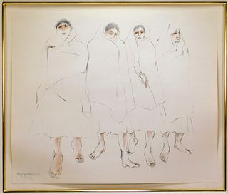 R. C. Gorman Women in White Pencil Drawing