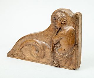 Continental Relief-Carved Walnut Architectural Bracket, 18th Century
