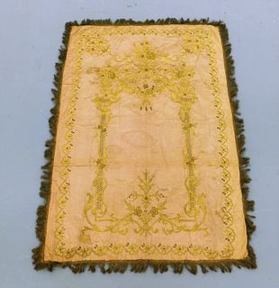 17C. European Gold Thread Embroidered Tapestry