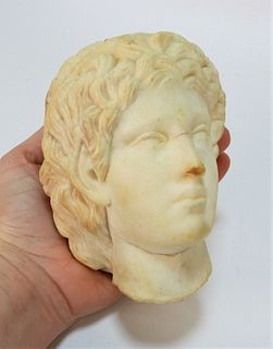 Classical Grecian Carved Marble Head Fragment