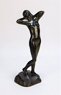 C. Swift Art Deco Nude Figure Bronze Statue