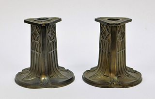 PR Pairpoint Art Deco Metal Candlesticks