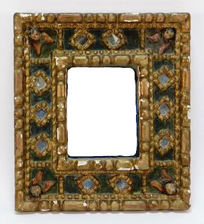 Carved Gesso Santos Style Hanging Wall Mirror