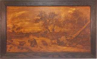 LG Pyrography Impressionist Landscape Wood Panel
