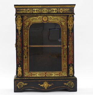 19C French Brass Ormolu Boulle Cabinet