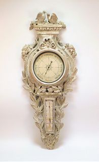 French Louis XV Style Avian Carved Wood Barometer