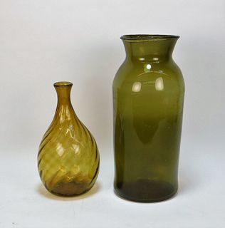 2PC American Hand Blown Glass Vessel Group