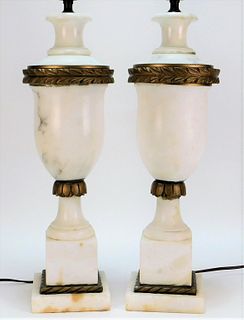 PR Italian Carved Marble Table Lamps