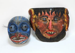 2 Vintage Latin American Parade Masks