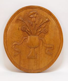Frank Moran Botanical Carved Wood Plaque