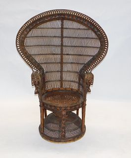 Emmanuelle Bicolor Wicker Peacock Fan Chair