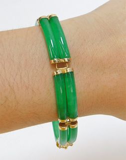 Lady's 14K Gold and Apple Green Jadeite Bracelet
