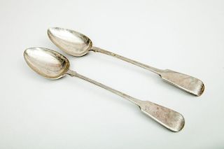 Two English Silver-Plate Stuffing Spoons, in the Fiddle Pattern