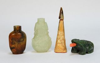 4 Chinese Carved Hardstone Snuff Bottles