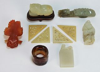10PC Chinese Carved Figural Hardstone Statues