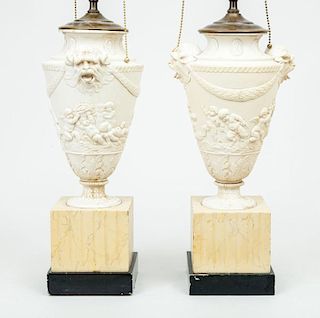 Pair of Neoclassical Style Pottery Vase Lamps