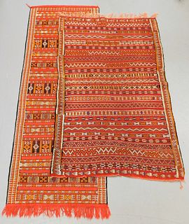 2PC Moroccan Geometric Red Carpet and Runner