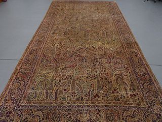 Fine Antique Kerman Pictorial Floral Carpet