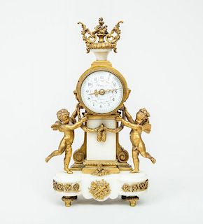 Louis XVI Style Gilt-Bronze and Marble Mantel Clock