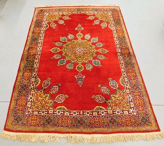 Antique Persian Red Geometric Floral Rug