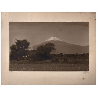 FOTO MANTEL, Cholula, Signed on mat, Albumen on cardboard, 8.4 x 13.7" (21.5 x 35 cm) size of image, 12.9 x 16.7" (33 x 42.5 cm) support size, With st