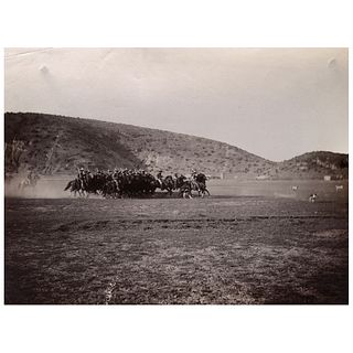 CHARLES B. WAITE, Caballería de rurales maniobrando, Unsigned, Albumen, 5.9 x 7.8" (15 x 20 cm)
