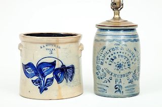 Hamilton & Jones Star Pottery Greensboro, PA '2' Barrel-Form Jar, Mounted as a Lamp