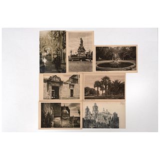 HUGO BREHME & UNKOWN PHOTOGRAPHERS, México, Unsigned, Vistas de México, Unsigned, Postcards, Pieces: 7