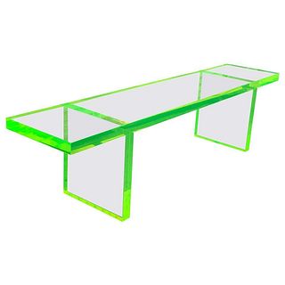 6ft Lime Green Lucite Bench by Cain Modern