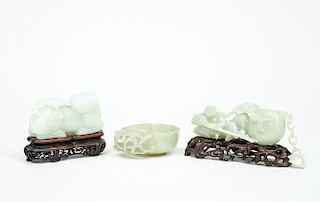 Three Chinese Carved Jade Table Articles