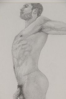 Kevin Ford Homo-Erotic Graphite Drawing of Male Nude
