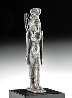 Museum-Exhibited Egyptian Silver Amulet of Hathor
