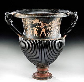 Huge Greek Gnathian Pottery Amphora Nike, Maenad