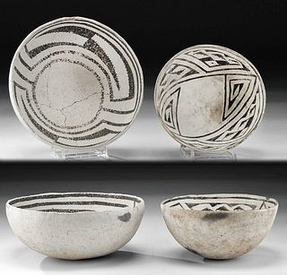 Lot of 2 Anasazi Black-On-White Pottery Bowls
