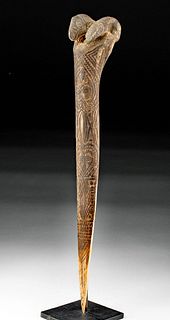 19th C. Papua New Guinea Carved Cassowary Bone Dagger
