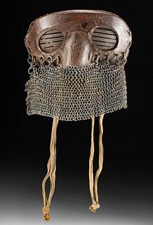Western European WWI Leather & Iron Splatter Mask