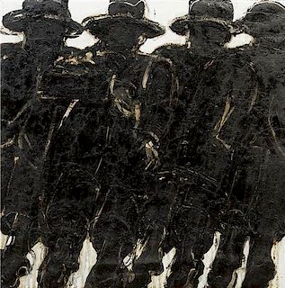 Lester F. Johnson, (American, 1919-2010), Four Men/Hats, 1969