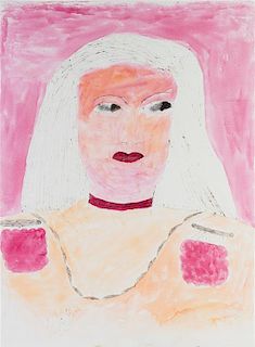 Lee Godie, (American, 1908-1994), Untitled (Pink Girl)
