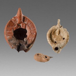 Lot of 3 Ancient Roman Terracotta Oil Lamps c.2nd- 4th century AD. 