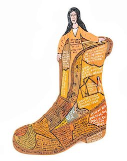 * Howard Finster, (American, 1916-2011), The Man in the Shoe Knows What to Do