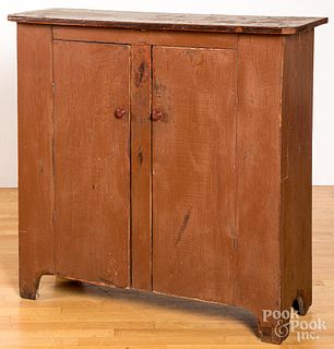 Red stained pine cupboard, 19th c.