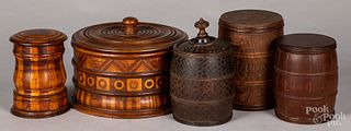 Five wood canisters