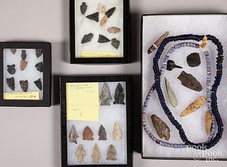 Native American Indian stone points, etc.