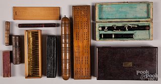 Needle cases, cribbage board, boxes, etc.