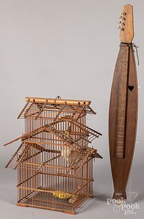 Bamboo birdcage, etc.